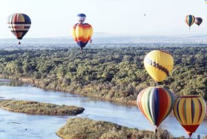 Hot air balloons above the Rio Grande