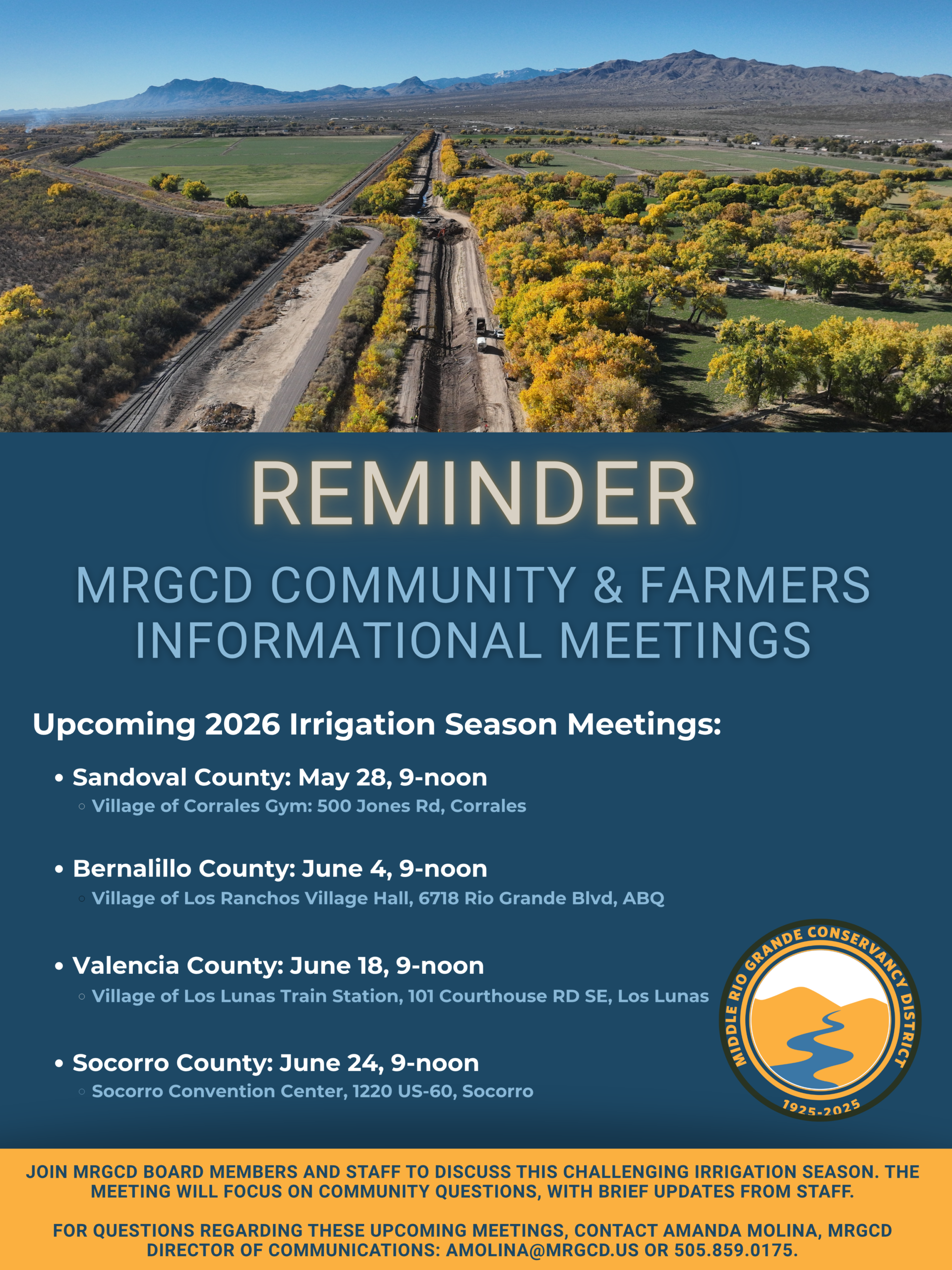 Flyer for MRGCD community and farmers informational meeting