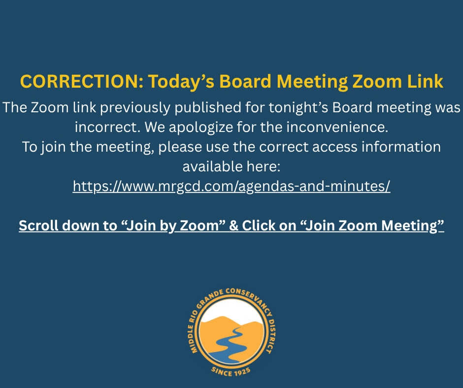 Correction: Tonight’s Board Meeting Zoom Link